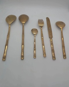Couverts classiques en laiton et métal pour la maison et la cuisine, vaisselle de table de haute qualité, kits de fournitures jetables pour les fêtes - Product Image 4