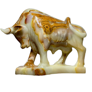 Sculpture d'animaux décorative de luxe en onyx et marbre, artisanat élégant en pierre naturelle, onyx et marbre. - Product Image 5