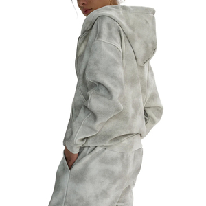 ผู้ผลิตเสื้อฮู้ดดี้แบบสั่งทำพิเศษ ทรงโอเวอร์ไซส์ ผ้าหนา แบบวินเทจ มีซิป  รับสกรีนโลโก้ ปักลายตามสั่ง - Product Image 5