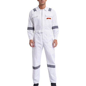 Combinaison de travail réfléchissante blanche pour hommes, uniforme de sécurité en coton avec impression de logo, service OEM - Product Image 1