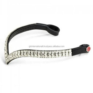 Cadena de metal de cristales transparentes de 3 filas de alta calidad decorativa en forma de V profunda banda de cejas de caballo de cuero genuino tamaños personalizados disponibles - Product Image 2