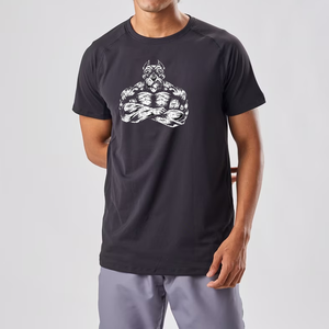 T-shirt à manches courtes pour homme, coupe classique, lavé, séchage rapide, imprimé par transfert thermique, sportif, col rond, tricoté en polyester, écologique - Product Image 1