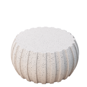 Tavolino da Caffè Moderno Bianco da 90 cm, Design in Cemento MgO Resistente, Compatibile per Interni ed Esterni, Arredo Patio Impermeabile - Product Image 5