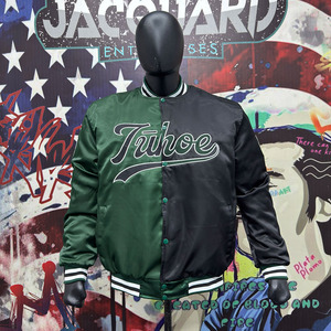 Chaqueta de Béisbol de Cuero Vacuno Vintage para Hombre, Acabado Satinado, Poliéster, Doble Botonadura, Abrigo de Invierno con Plumas de Animales, Talla Grande - Product Image 1