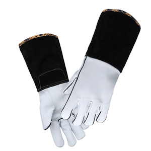 Gants de soudure en cuir résistants à la chaleur, gants de travail de sécurité en cuir de vachette pleine fleur à manchette longue, gants industriels pour haute température et barbecue - Product Image 5