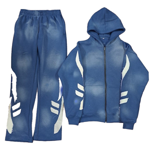 Conjunto Deportivo Glory Y2K Personalizado para Hombre, Sudadera con Capucha de Felpa Gruesa, Pantalones Deportivos con Corte Acampanado, Estilo Urbano con Pedrería - Product Image 4