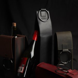 Porte-vin en cuir véritable au design portable, logo personnalisé, protection pour une seule bouteille, sac de transport vintage, coffret cadeau pour vin LEB-0092D - Product Image 6