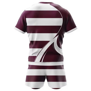 Ensemble uniforme de rugby officiel pour hommes, maillot à manches courtes et short, tissu polyester léger et respirant pour l'entraînement et les matchs - Product Image 3