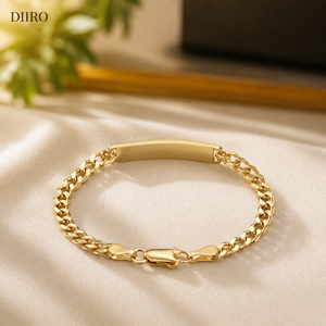 Bracelet chaîne d'identité personnalisé plaqué or pour hommes et femmes, bracelet barre de nom personnalisée maillons cubains, cadeau bijoux Moissanite - Product Image 5