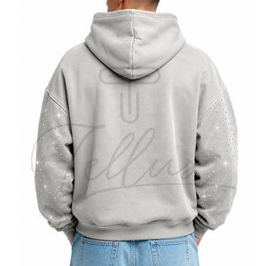 Sweat-shirts à capuche pour homme, couleur unie, avec logo personnalisé, entièrement ornés de strass, nouvelle collection hiver. - Product Image 2