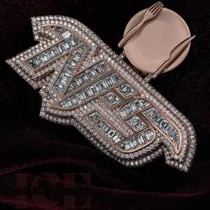 Joyería de Moda, Colgante con Nombre Personalizado, Forma de Baguette de Lujo, Moissanita, Plata 925, Chapado en Oro de 18K, Colgante con Letras Hip Hop - Product Image 3