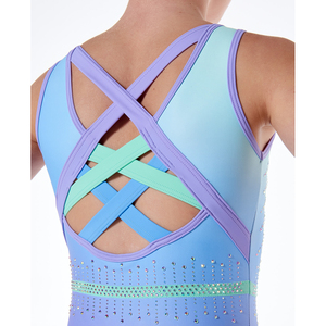 OEM ODM Vente en gros Justaucorps de gymnastique et de danse pour femme, sur mesure, sans manches, avec strass, pour la compétition, par sublimation, extensible dans les quatre sens - Product Image 5