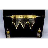 Ensemble de bijoux Khanaqi avec collier et boucles d'oreilles, plaqué or, bijoux de haute qualité, collier de mode, bijoux arabes pour femmes