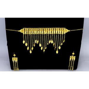 Ensemble de bijoux Khanaqi avec collier et boucles d'oreilles, plaqué or, bijoux de haute qualité, collier de mode, bijoux arabes pour femmes - Product Image 5
