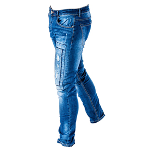 Jeans en denim vintage légers et de qualité supérieure pour hommes, coupe droite, style streetwear, déchirés, décontractés, tendance Y2K, couleur unie, pour l'été - Product Image 3