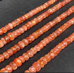 Perles Rondelles de Pierre de Soleil Naturelle de Qualité Exceptionnelle 4mm-10mm, Pierres Précieuses Facettées Rouge Orange Certifiées IGI, Vente en Gros de Bijoux en Vrac - Product Image 2