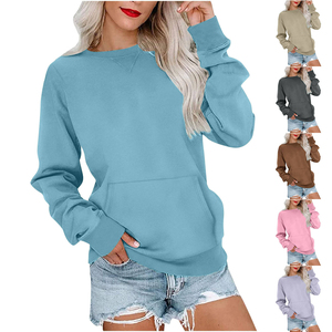 Wholesale High Quality Women's Sweatshirt Round Neck Casual Long Sleeve Sweatshirt Cotton Crew Neck <b>Pullover</b> Relaxed Fit Tops - Product Image 1