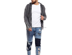 2025 Top vente en gros prix hommes lavé à l'acide basiques coton mélangé fermeture éclair sweats à capuche grande taille lavé à l'acide sweats à capuche - Product Image 4