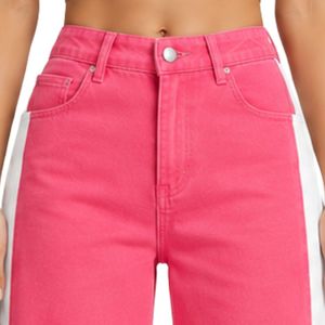 Custom Pink <b>Women</b> Wide Leg <b>Jeans</b> High Waist Loose Fit Denim Pants Casual Streetwear Fashion Trousers Trendy Baggy Style Apparel - Product Image 5