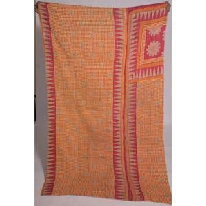 ผ้าห่มกันธาทำมือ เป็นมิตรกับสิ่งแวดล้อม ซักได้ ลายดอกไม้สไตล์อินเดียโบราณ ผ้าฝ้าย โบโฮ ผ้าคลุมเตียง ผ้าห่มสองด้าน - Product Image 2