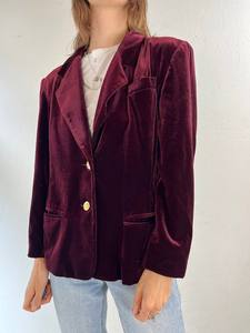 Blazer en velours rouge bordeaux 'Mirumer' des années 90, taille moyenne - Product Image 3