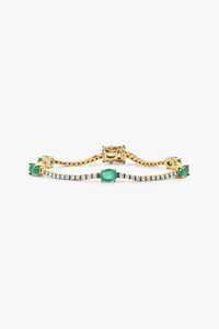Pulseras de tenis con diamantes de oro macizo de 14K y 18K, esmeralda verde ovalada, corte redondo, cultivadas en laboratorio, 6.5 pulgadas, para uso diario, joyería de lujo minimalista - Product Image 5
