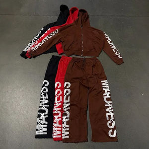 Sudaderas con Capucha y Pantalones Deportivos Extra Grandes para Hombre, de Alta Calidad, Personalizados, al por Mayor, con Bordado y Parches Desgastados - Product Image 3