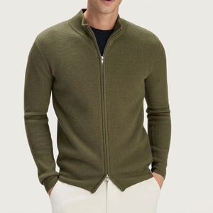 <b>Mens</b> Stand Collar <b>Cardigan</b> Sweater stand collar and knitted ribbed hem Custom Knitwear Wholesale Manufacturer Supplier - Product Image 3