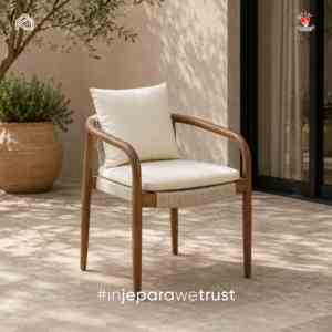 Furniture Modern Woven Rope Dining Chair Luxury Minimalist Walnut <b>Frame</b> Armchair with Cushion for Garden and Restaurant - Product Image 1