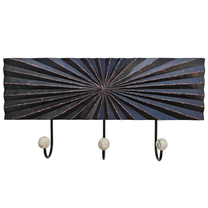 Smart Art Wood Carving <b>Key</b> Rack Organizer Black Painted Handmade <b>Wall</b> Mounted <b>Key</b> Hanger Clothing Storage 3 <b>Hook</b> Engineered Wood - Product Image 1