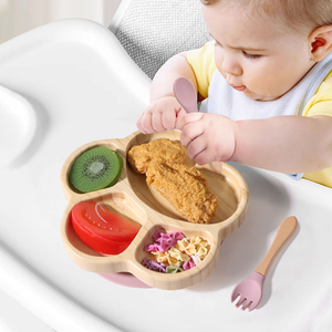 Plateau de service en bois à compartiments avec de jolies formes d'animaux et de fleurs, assiette décorative pour collations, fruits et desserts pour la maison, la cuisine et les restaurants - Product Image 6