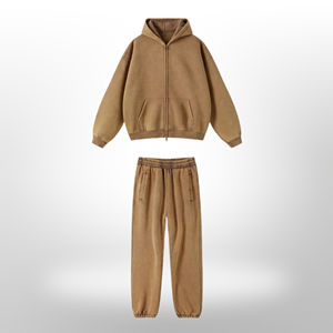 Chándal personalizado de algodón 100% lavado con ácido para hombres y mujeres, Conjunto de sudadera con capucha, Jogger Vintage, función de maternidad, peso pesado - Product Image 6