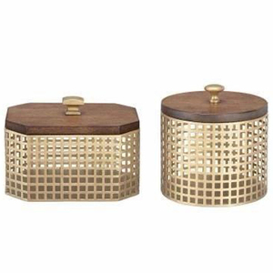 <b>Set</b> Of 2 Different Size And Shape Container Box Sugar Storage Box With Wooden Lid Container Box For Sale - Product Image 1