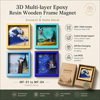Cadre photo magnétique carré décoratif de luxe personnalisé en bois époxy 3D multicouche, écologique et étanche, pour décoration artistique de la maison