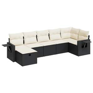 Conjunto de Sofá de Jardín Negro, Muebles de Ratán para Exteriores con Cojines Impermeables, Diseño Contemporáneo - Product Image 4