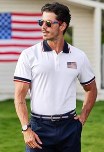 Camiseta Polo para Hombre del 4 de Julio, Camiseta de Golf de Manga Corta con Bandera Americana - Product Image 4