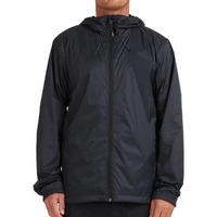 Veste coupe-vent légère à capuche pour homme, noire, en ripstop, imperméable, pliable, entièrement zippée, pour le sport et les activités de plein air, imperméable à la pluie