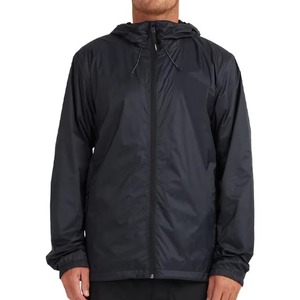 Veste coupe-vent légère à capuche pour homme, noire, en ripstop, imperméable, pliable, entièrement zippée, pour le sport et les activités de plein air, imperméable à la pluie - Product Image 4