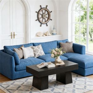 Tavolino da Caffè Rettangolare in Stile Rustico con Design Robusto, Base Spessa, Tavolo da Divano o Tavolo Centrale - Product Image 4