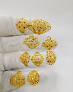 Collection de bagues turques en filigrane, finition or jaune 22 carats, design floral traditionnel en maille, bijoux ajustables pour femmes - Product Image 2