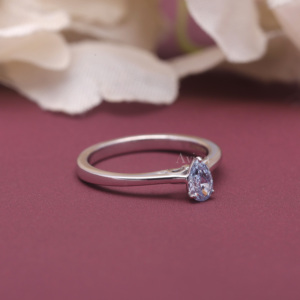IGI Certified Lab Grown Diamond Ring 18K White / Rose & Yellow Gold Blue Pear Cut Solitaire Engagement Ring for Women - Product Image 5