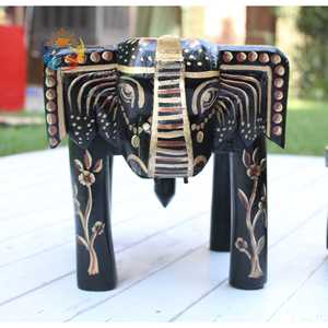 Taburete de elefante de madera hecho a mano objeto decorativo por INDIAN CRAFTS STORE - Product Image 4
