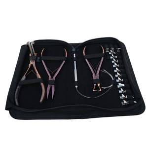 Juego completo de herramientas para extensiones de cabello Microlink con alicate de crimpado de cuentas de acero inoxidable, alicate removedor de microcuentas, gancho enhebrador de bucles - Product Image 1