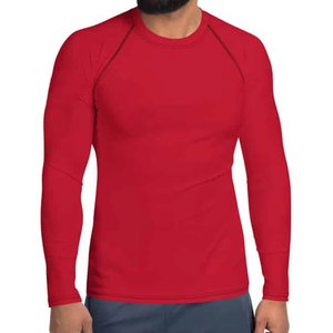 Men's Full <b>Sleeve</b> Rash Guard <b>Red</b> Quick Dry Polyester Shirt Adult <b>Long</b> <b>Sleeve</b> <b>Top</b> - Product Image 2