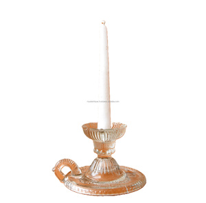 Bougeoir élégant en verre personnalisé Pot trois pièces en cristal avec base en métal pour la décoration de la maison avec logo personnalisé - Product Image 1