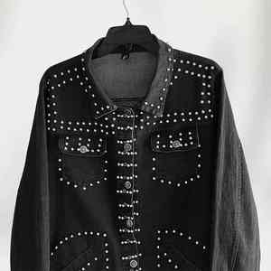 Veste en jean pour homme de la série Elite, ornée de cristaux étincelants, vêtement d'hiver haut de gamme, coutures renforcées, veste en jean ornée de strass - Product Image 3