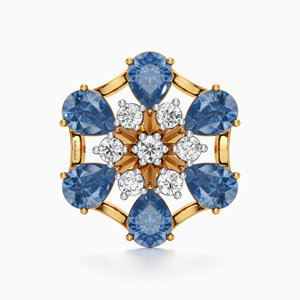 Boucles d'oreilles clous de luxe classiques en forme de poire avec saphir bleu et diamants ronds pour femmes en or 10K 14K 18K et argent 925 935 - Product Image 3