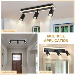 Apparecchi di illuminazione a binario flessibile a 3 luci a soffitto nero luce Spot direzionale per cucina soggiorno specchio a parete - Product Image 2
