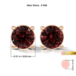 Heerani Jewels Natural Round Garnet 925 <b>Sterling</b> <b>Silver</b> Classic <b>Stud</b> Vermeil Rose Gold Unisex <b>Earrings</b> - Product Image 6