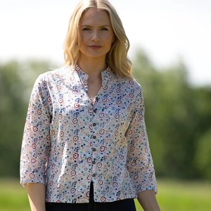 Elegante Kurti Corto de Algodón con Estampado Floral, Cuello Mao y Placket Frontal Clásico con Botones, Diseñado con Tela Transpirable - Product Image 5